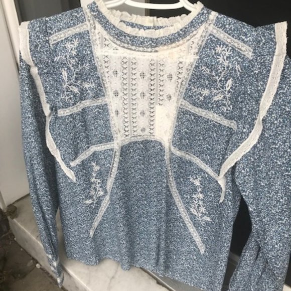 Sezane Teresa Blouse, Blue/white, BNWT, Sz 4 - Picture 4 of 8
